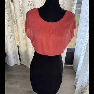 ENFOCUS STUDIO Sheath Dress Size 10 Womans Black And Pink Short Sleeve